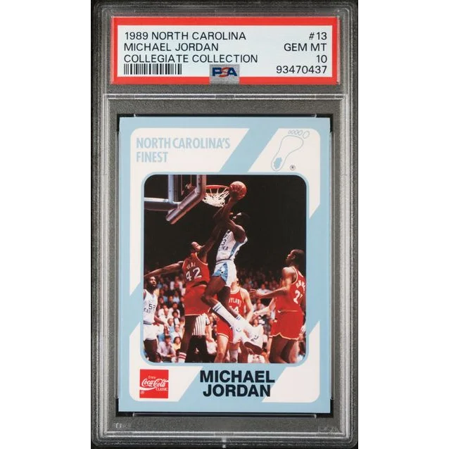 Graded PSA 10 1989 North Carolina Michael Jordan #13 mid-dunk card