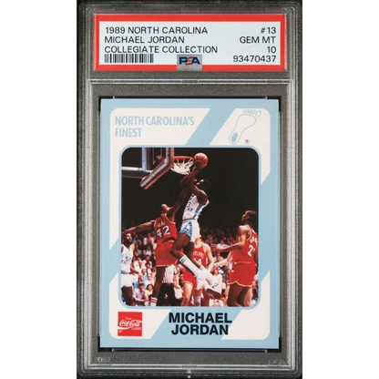 Graded PSA 10 1989 North Carolina Michael Jordan #13 mid-dunk card