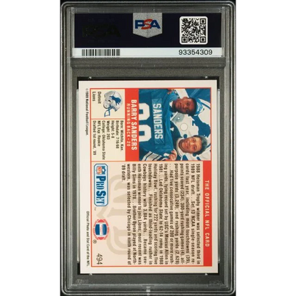 Graded 1989 Pro Set Barry Sanders #494 rookie RC PSA 10 gem mint card