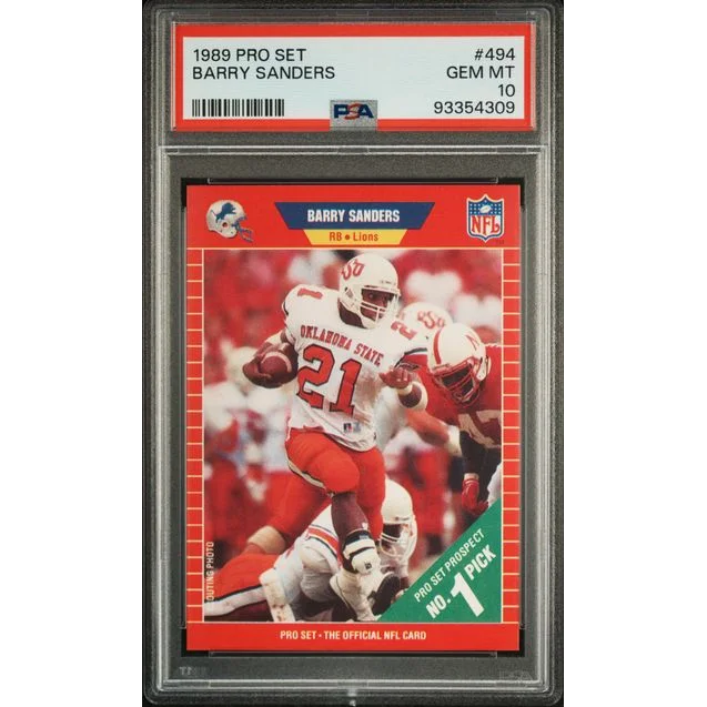 1989 Pro Set Barry Sanders #494 Rookie RC PSA 10 Gem Mint Graded Card