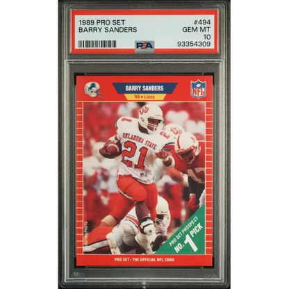 1989 Pro Set Barry Sanders #494 Rookie RC PSA 10 Gem Mint Graded Card