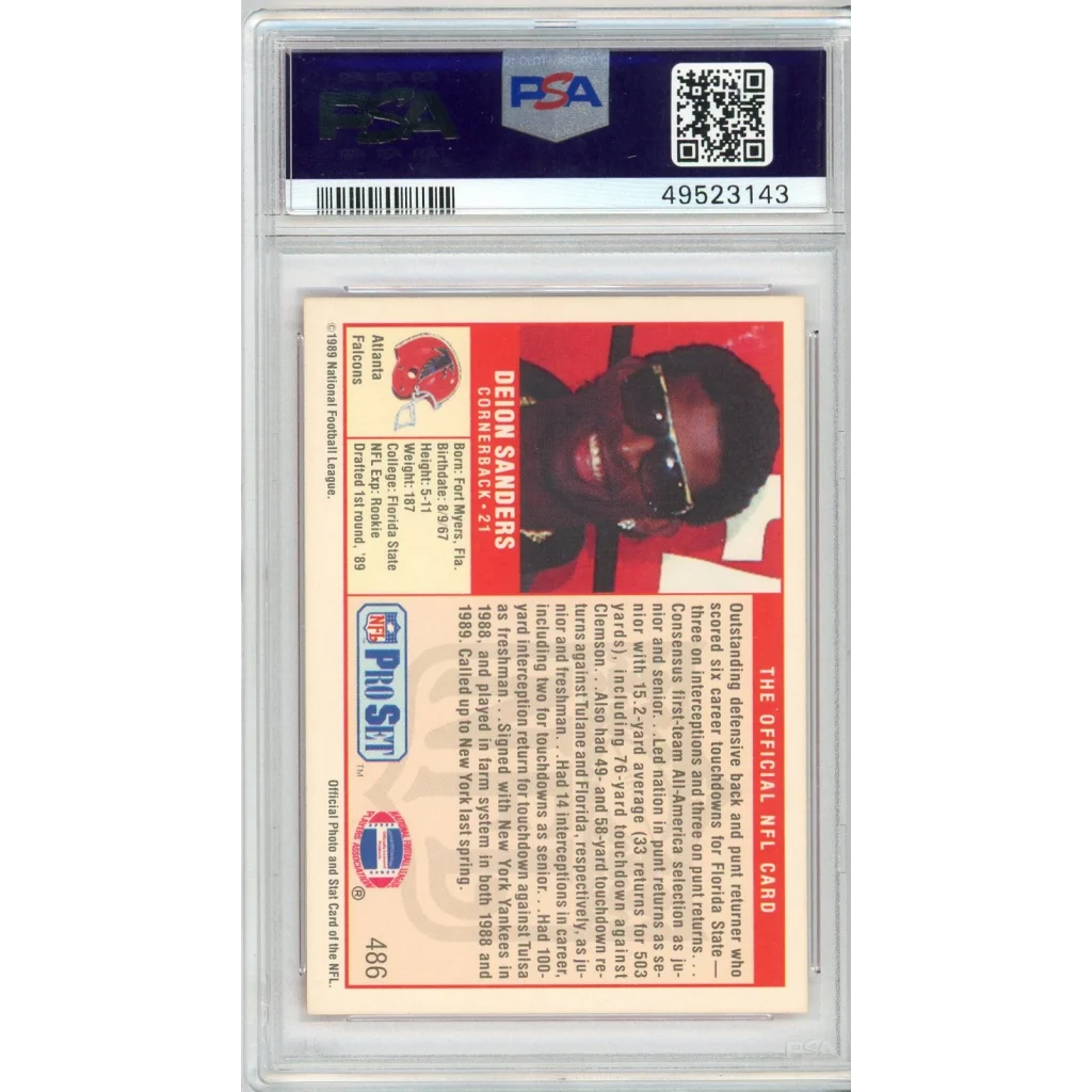PSA Graded 1989 Pro Set Deion Sanders Rookie Card football card image