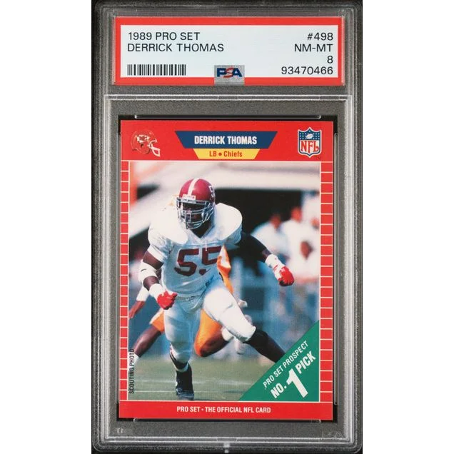 Graded 1989 Pro Set Derrick Thomas football card by Professional Sports Authenticator