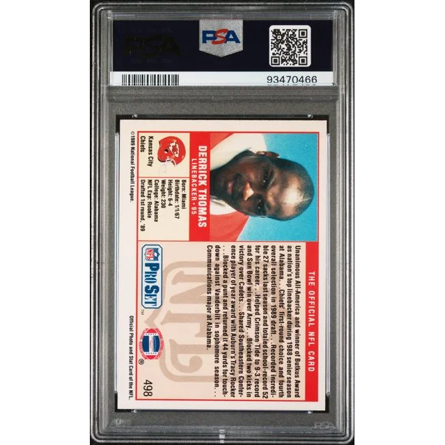PSA graded 1989 Pro Set Derrick Thomas football card by Professional Sports Authenticator