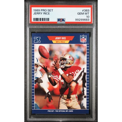 Graded 1989 Pro Set Jerry Rice #383 Football Card PSA 10 Gem Mint | Hall of Fame Sports Memorabilia | vintageantiquesgifts.com