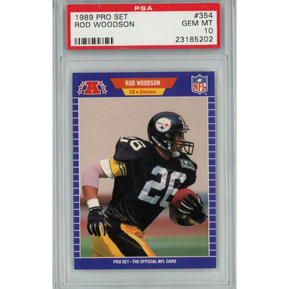 Graded 1989 Pro Set Rod Woodson #354 Rookie PSA 10 Gem Mint Steelers card