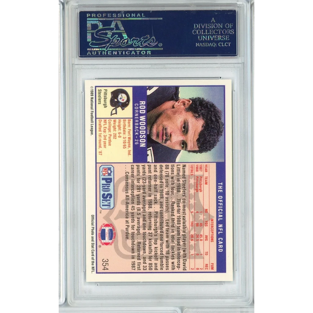 Graded PSA 10 1989 Pro Set Rod Woodson #354 Rookie RC Football Card