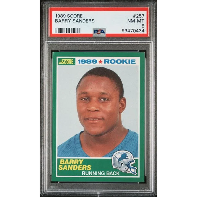 Graded 1989 Score Barry Sanders #257 Rookie RC Football Card PSA 8