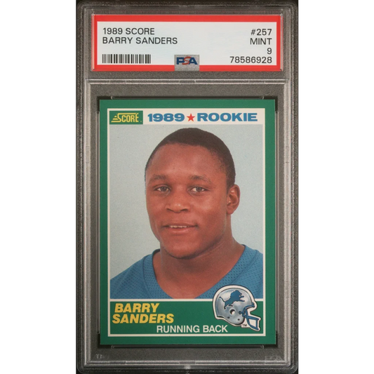 1989 Score Barry Sanders #257 Rookie Card PSA 9 Mint Slab