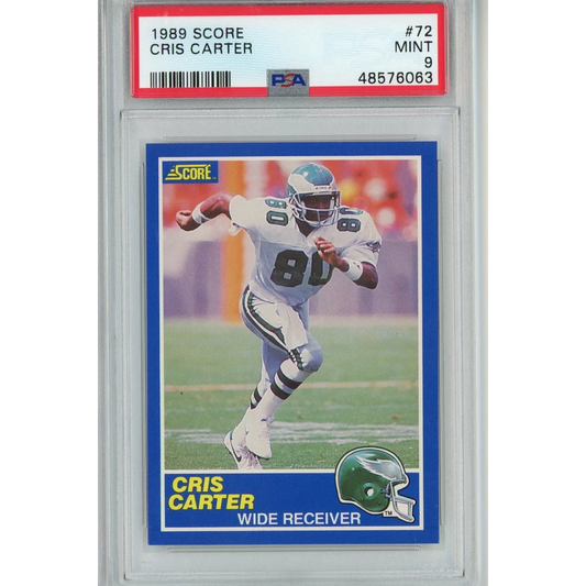 Mint 9 PSA graded 1989 Score Cris Carter football rookie card ready to own