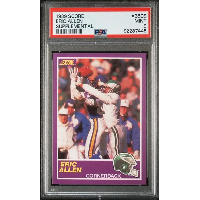 PSA Mint 9 1989 Score Eric Allen Supplemental Football Card in perfect condition