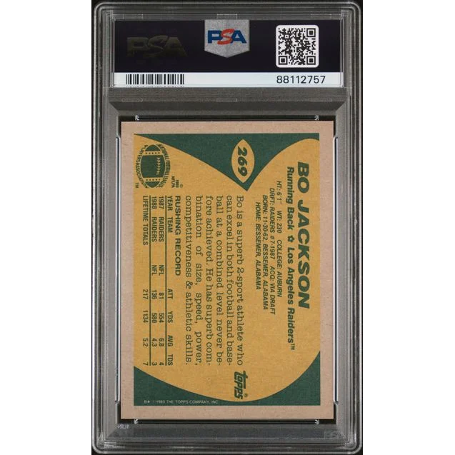 High-quality PSA 10 Graded Bo Jackson 1988 Topps Football Card Gem Mint Perfection