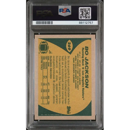 High-quality PSA 10 Graded Bo Jackson 1988 Topps Football Card Gem Mint Perfection