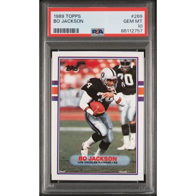 Graded GEM MT 10 1989 Topps Bo Jackson football card #269 in PSA 10 packaging