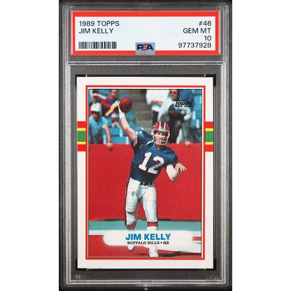 Graded 1989 Topps Jim Kelly #46 PSA 10 Gem Mint Football Card Slab