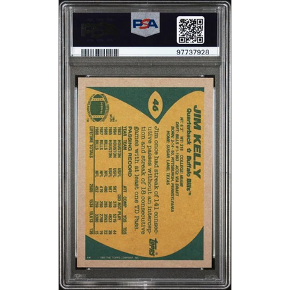 Graded PSA 10 Gem Mint 1989 Topps Jim Kelly #46 Football Card