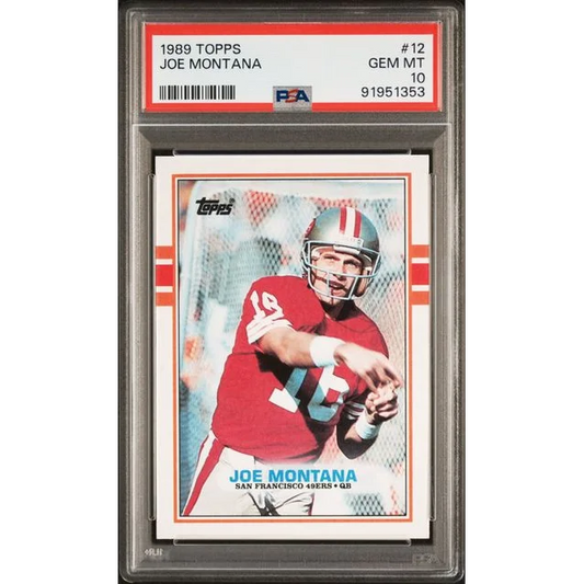 PSA graded 1989 Topps Joe Montana football card for collectors
