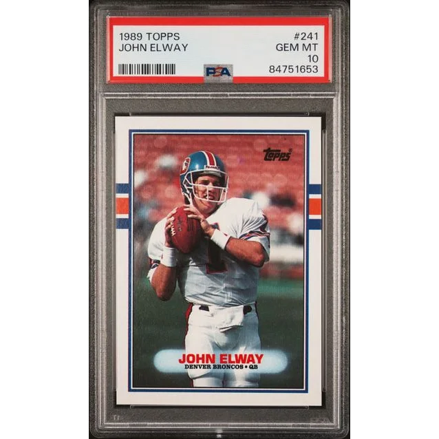 High-quality image of a PSA GEM MT 10 1989 Topps John Elway football card