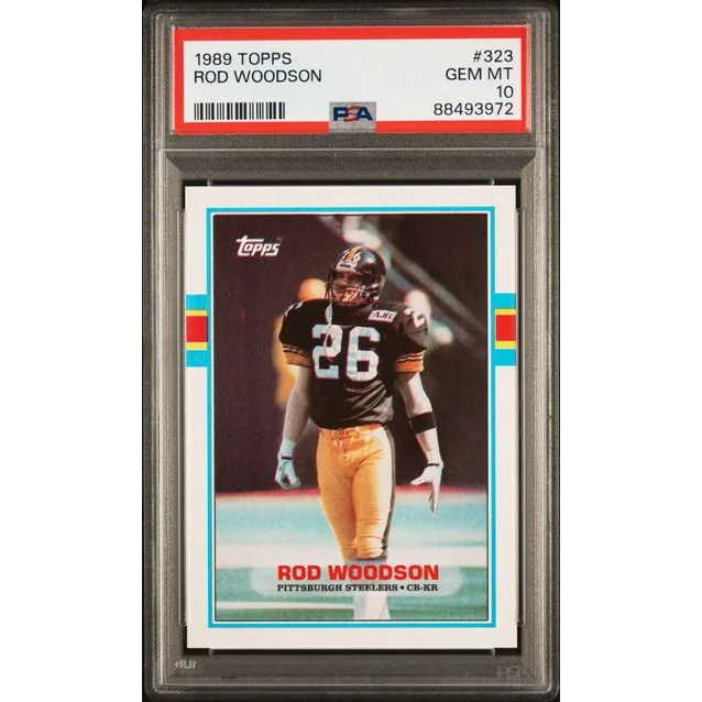 Graded 1989 Topps Rod Woodson football card from PSA Treasure collection