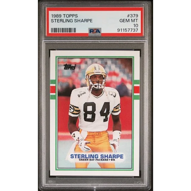 Graded 1989 Topps Sterling Sharpe #379 Rookie RC Football Card PSA 10 Gem Mint | Hall of Fame Sports Memorabilia | vintageantiquesgifts.com