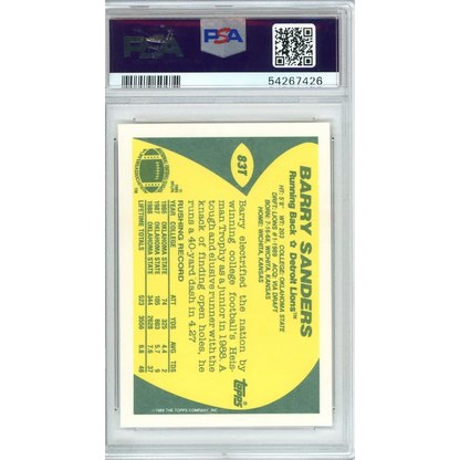 Graded 1989 Topps Traded Barry Sanders #83T Rookie RC Football Card PSA 9 Mint | PSA 9 Mint Graded Rookie Card | vintageantiquesgifts.com