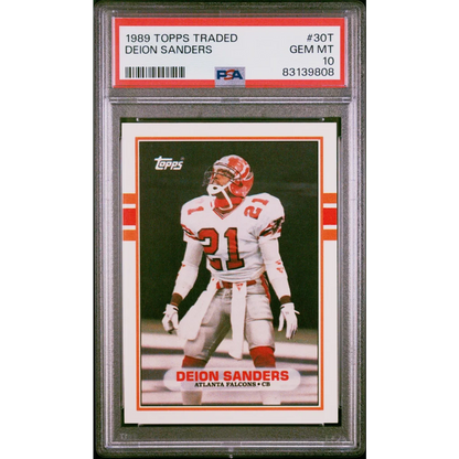 Graded 1989 Topps Traded Deion Sanders #30T Rookie RC PSA 10 Gem Mint Card