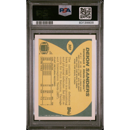 Graded PSA 10 1989 Topps Traded Deion Sanders #30T Rookie Football Card