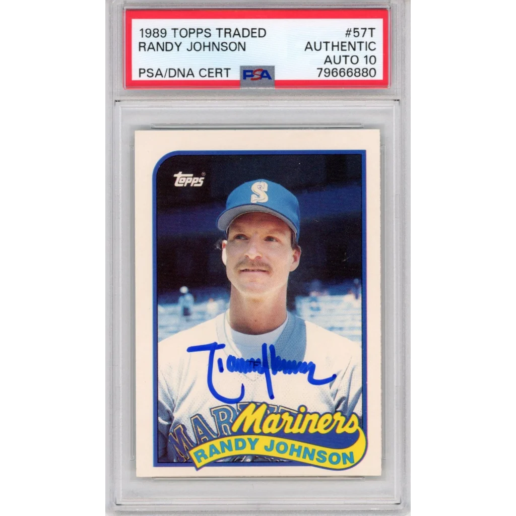 Graded 1989 Topps Traded Randy Johnson #57T Rookie RC Baseball Card PSA 10 Auto Grade Gem Mint | Hall of Fame Sports Memorabilia | vintageantiquesgifts.com
