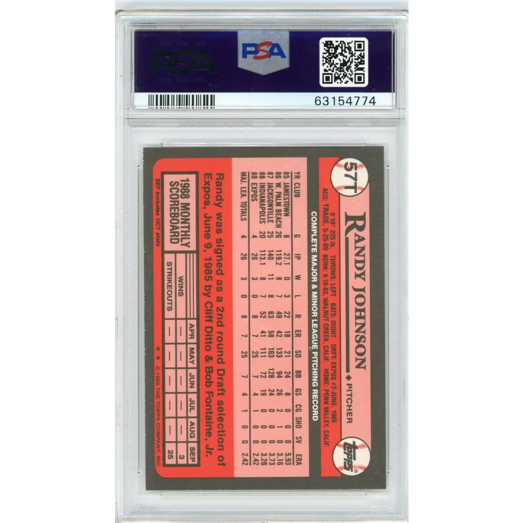 Graded PSA 10 Gem Mint 1989 Topps Traded Randy Johnson #57T Rookie Card