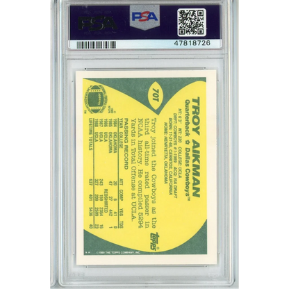 Graded 1989 Topps Traded Troy Aikman #70T Rookie RC Football Card PSA 9 Mint | PSA 9 Mint Graded Rookie Card | vintageantiquesgifts.com