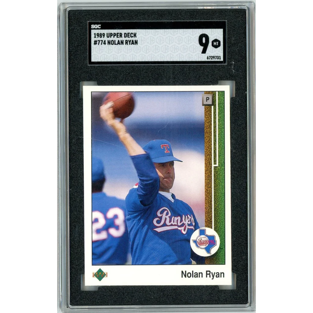 Graded 1989 Upper Deck Nolan Ryan #774 Baseball Card SGC 9 Mint | Hall of Fame Sports Memorabilia | vintageantiquesgifts.com