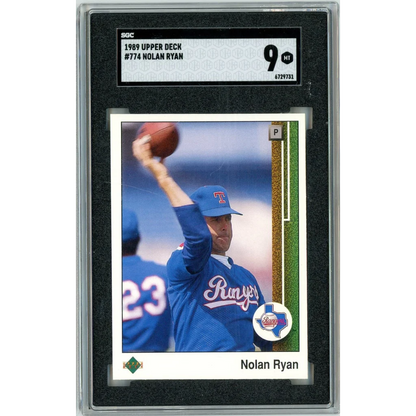 Graded 1989 Upper Deck Nolan Ryan #774 Baseball Card SGC 9 Mint | Hall of Fame Sports Memorabilia | vintageantiquesgifts.com