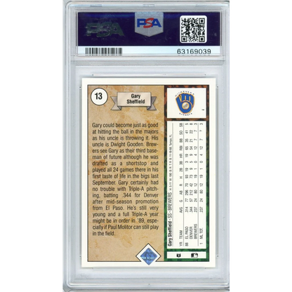 A graded PSA 10 Gary Sheffield 1989 Upper Deck Star Rookie Card Gem Mint