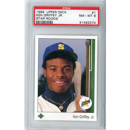 Graded 1989 Upper Deck Ken Griffey Jr rookie baseball card in PSA Treasure product