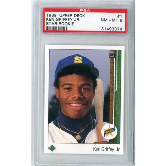 Graded 1989 Upper Deck Ken Griffey Jr rookie baseball card in PSA Treasure product