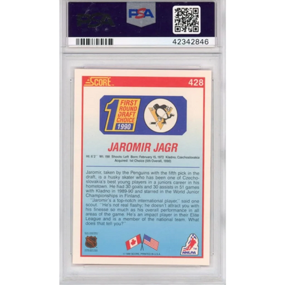 Graded 1990-91 Score Jaromir Jagr #428 Rookie RC Hockey Card PSA 10 Gem Mint | PSA 10 Gem Mint Graded Rookie Card | vintageantiquesgifts.com