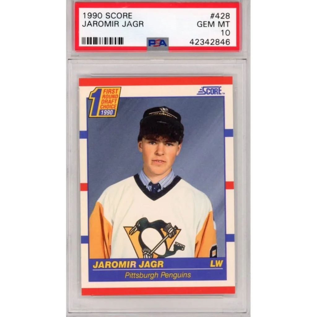 Graded 1990-91 Score Jaromir Jagr #428 Rookie RC Hockey Card PSA 10 Gem Mint | Hall of Fame Sports Memorabilia | vintageantiquesgifts.com