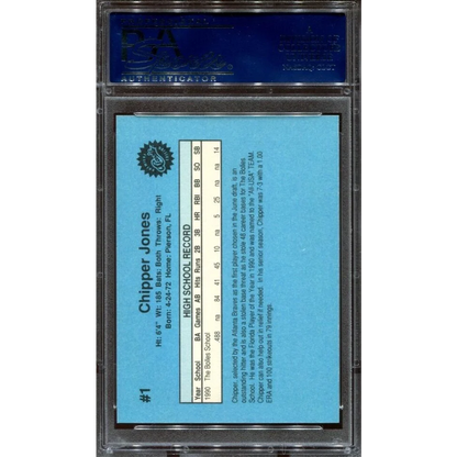 Graded 1990 Classic Chipper Jones Rookie PSA 10 Gem Mint in Blue Holder