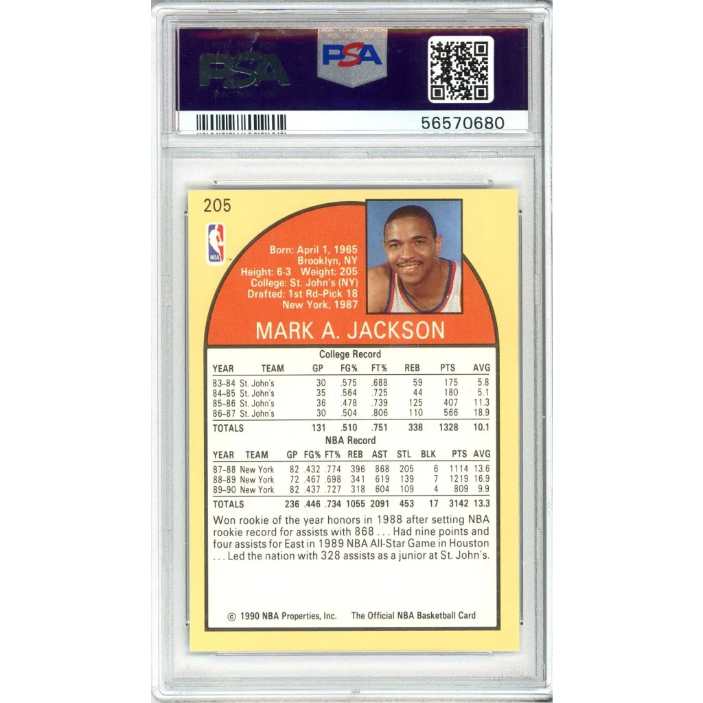 Graded 1990 Hoops Mark Jackson #205 Basketball Card PSA 9 Mint | PSA 9 Mint Graded Vintage Basketball Card | vintageantiquesgifts.com