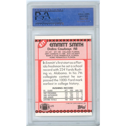 Graded 1990 Topps Traded Emmitt Smith #27T Rookie PSA 10 Gem Mint Card
