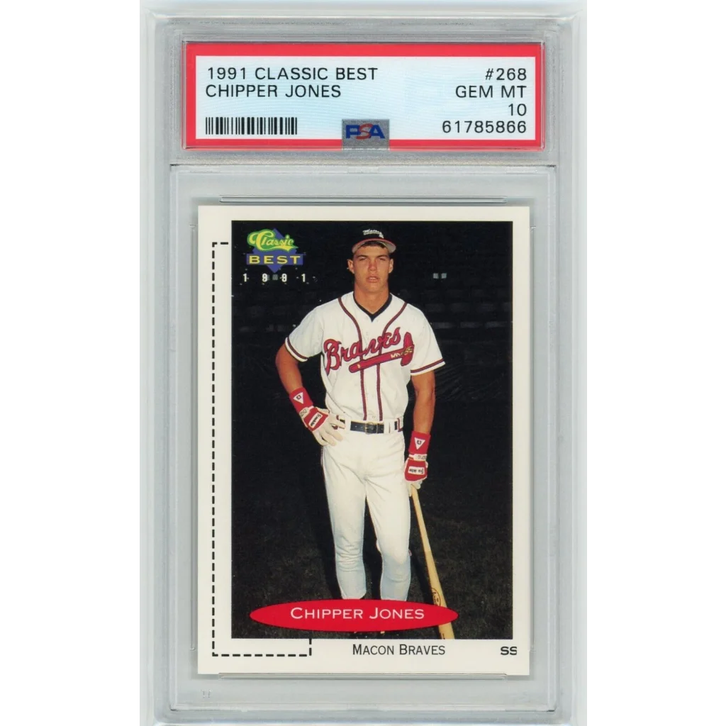 PSA 10 GEM MINT 1991 Classic Best Chipper Jones Card #268 in protective case