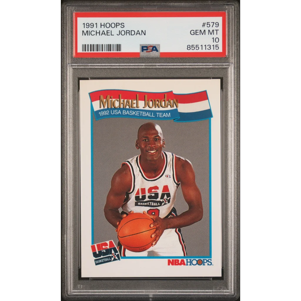 Graded PSA 10 Gem Mint 1991 Hoops #579 Michael Jordan USA Dream Team Card