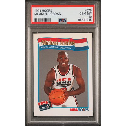 Graded PSA 10 Gem Mint 1991 Hoops #579 Michael Jordan USA Dream Team Card