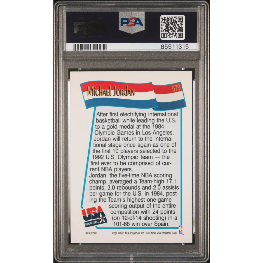 Graded 1991 Hoops Michael Jordan #579 USA Dream Team PSA 10 Gem Mint card
