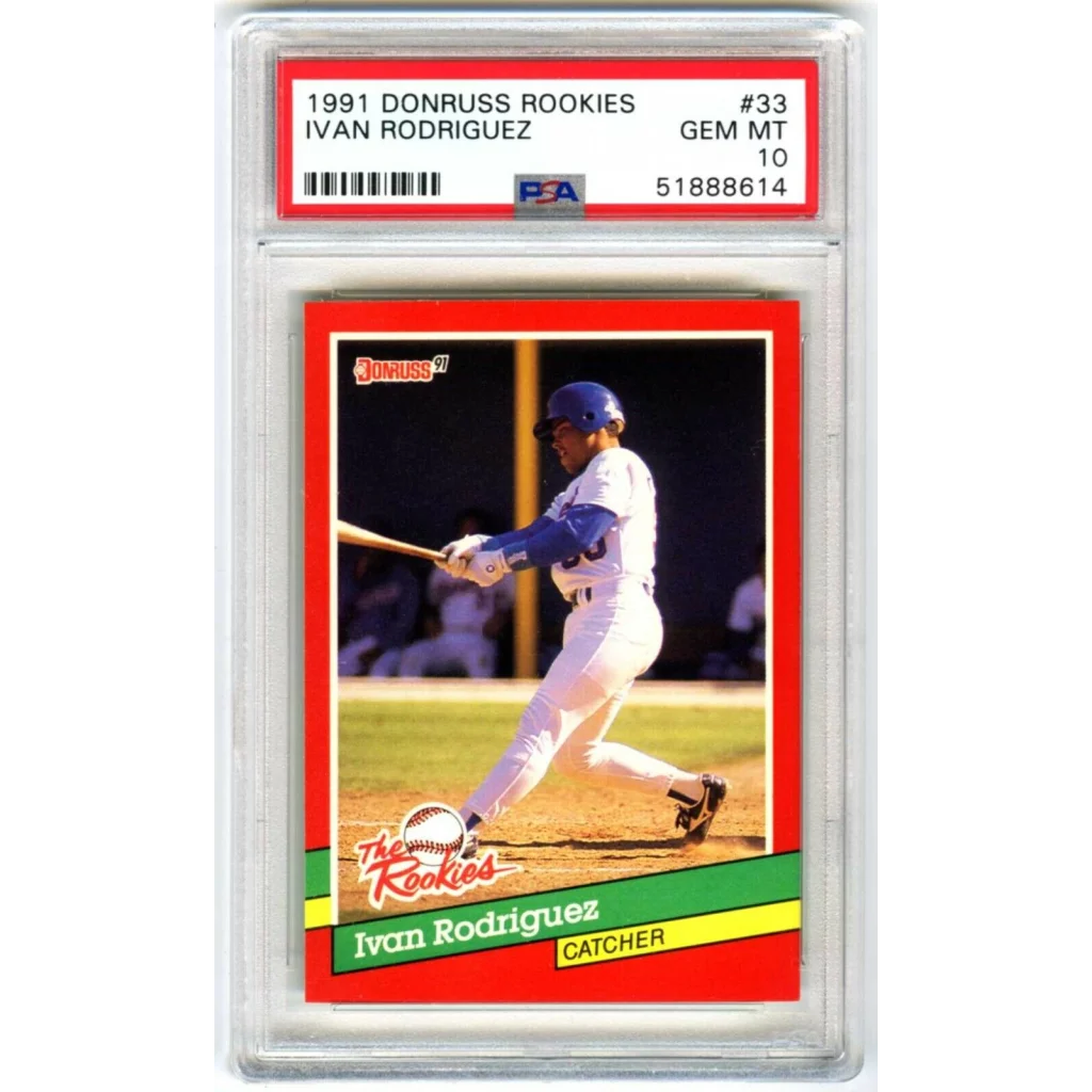 Graded 1991 Panini Donruss Rookies Ivan Rodriguez #33 Rookie RC Baseball Card PSA 10 Gem Mint | Hall of Fame Sports Memorabilia | vintageantiquesgifts.com