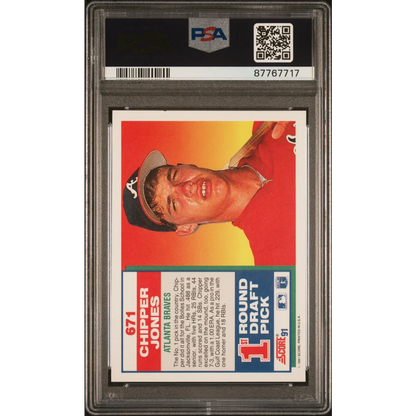 Graded 1991 Score Chipper Jones #671 Rookie RC PSA 10 Gem Mint card