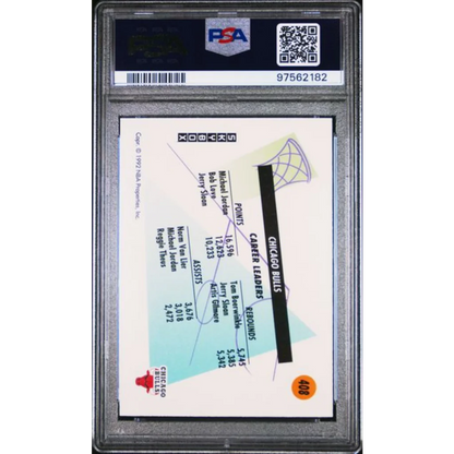 Graded 1991 Skybox Michael Jordan basketball card blue psa 10 gem mint slab for Chicago Bulls career leaders
