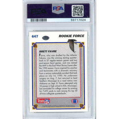 Graded 1991 Upper Deck Brett Favre #647 Rookie RC PSA 10 Gem Mint Card