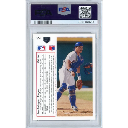 Graded 1991 Upper Deck UD Final Edition Ivan Pudge Rodriguez #55F Rookie RC Baseball Card PSA 9 Auto Grade Mint | PSA 9 Mint Graded Rookie Card | vintageantiquesgifts.com