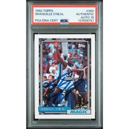 Graded 1992-93 Topps Shaquille ONeal #362 rookie PSA 10 auto gem mint